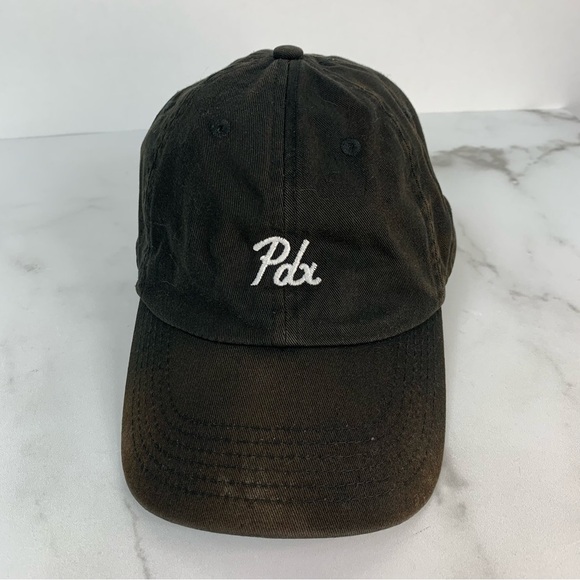PDX Portland Oregon PNW Black Cotton Tabor Made Adjustable Hat Cap - Picture 1 of 8